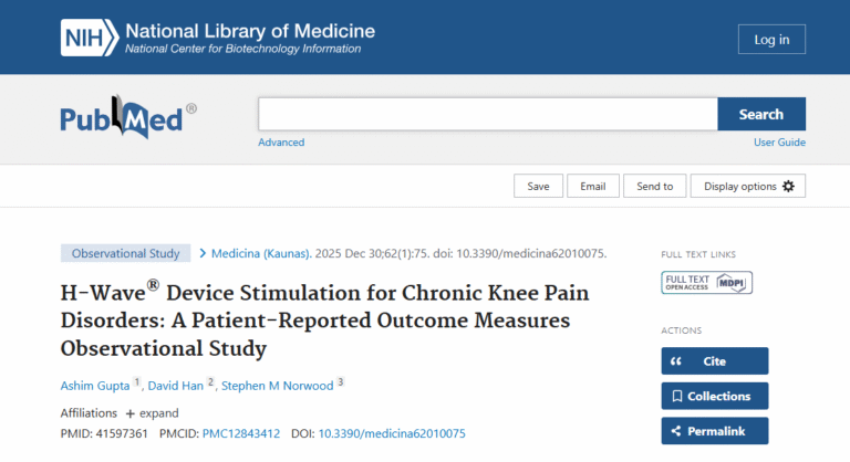 H-Wave Research | Chronic Knee Pain: Patient Reported Outcome Measures ...